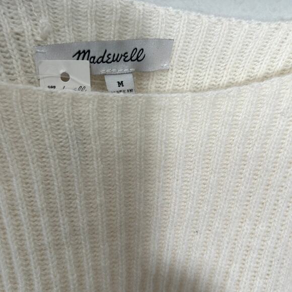 NEW Madewell SoftWool Square-Neck Pullover Sweater Medium Cashmere Blend Cream - Picture 6 of 10
